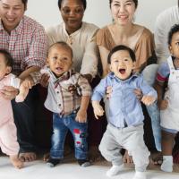 Multi-racial parents and babies.