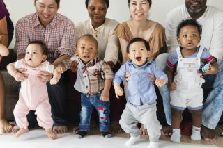 Multi-racial parents and babies.