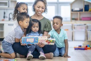 Reading group at child care. 