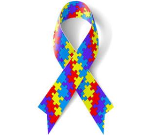 colorful puzzle ribbon as symbol of autism awareness 